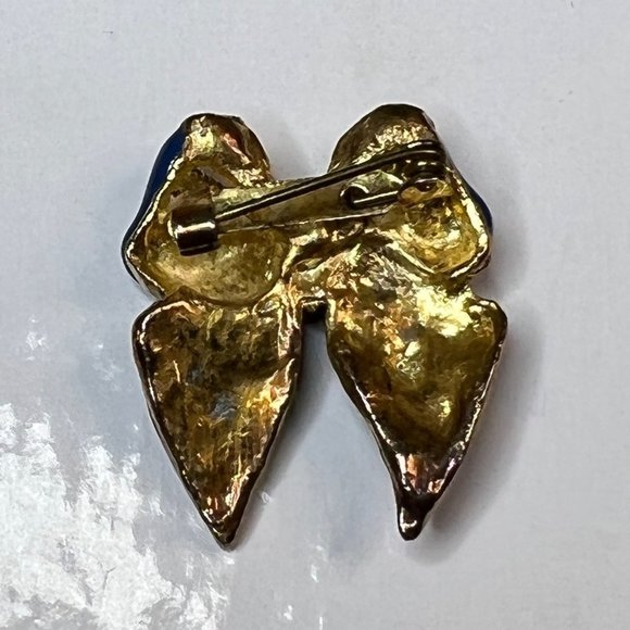 Vintage Blue White Polkadot Bow Enamel Pin - Picture 3 of 4